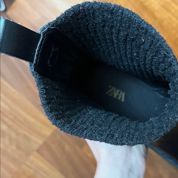 Zara Black Faux Leather Boots with Knit Calf - Picture 10 of 16